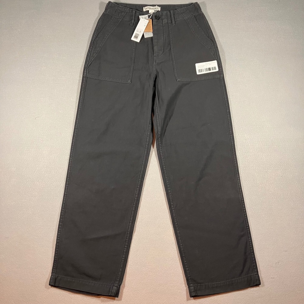 NWT Outerknown Westbound Utility Pants 26 Charcoal Black Organic Cotton Wide Leg
